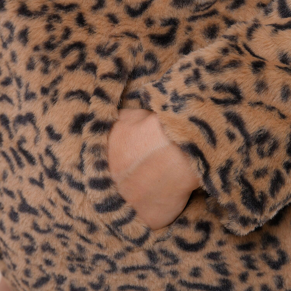 TAMSY Leopard Pattern Faux Fur Coat (Size M)  - Brown