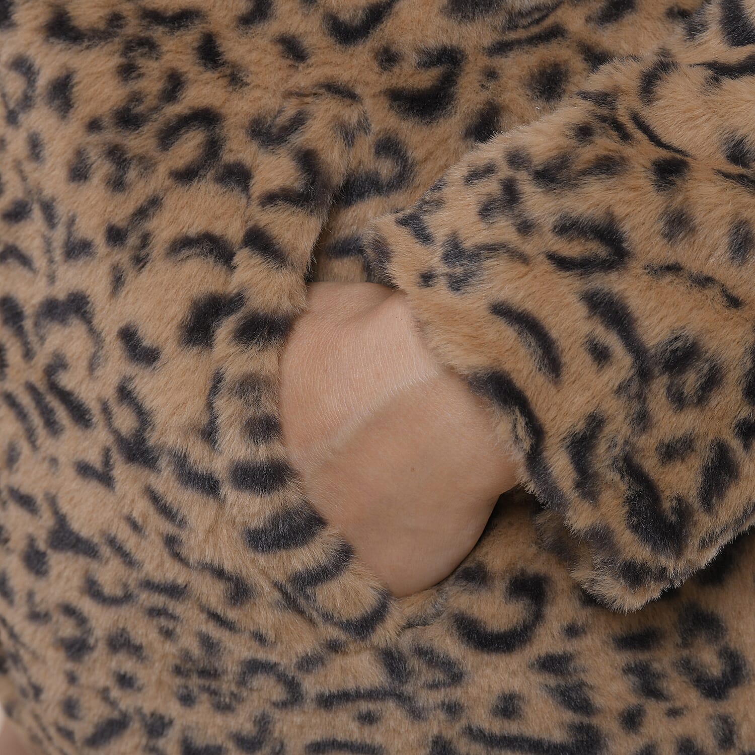 TAMSY Leopard Pattern Faux Fur Coat (Size XL)  - Brown