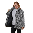 TAMSY Leopard Pattern Faux Fur Coat (Size L 16 to 18)  - Grey