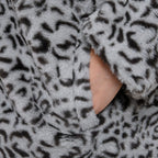 TAMSY Leopard Pattern Faux Fur Coat (Size L 16 to 18)  - Grey