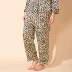 Doorbuster - TAMSY Leopard Pattern Silk Like Nightwear Set (Size M) - Champagne
