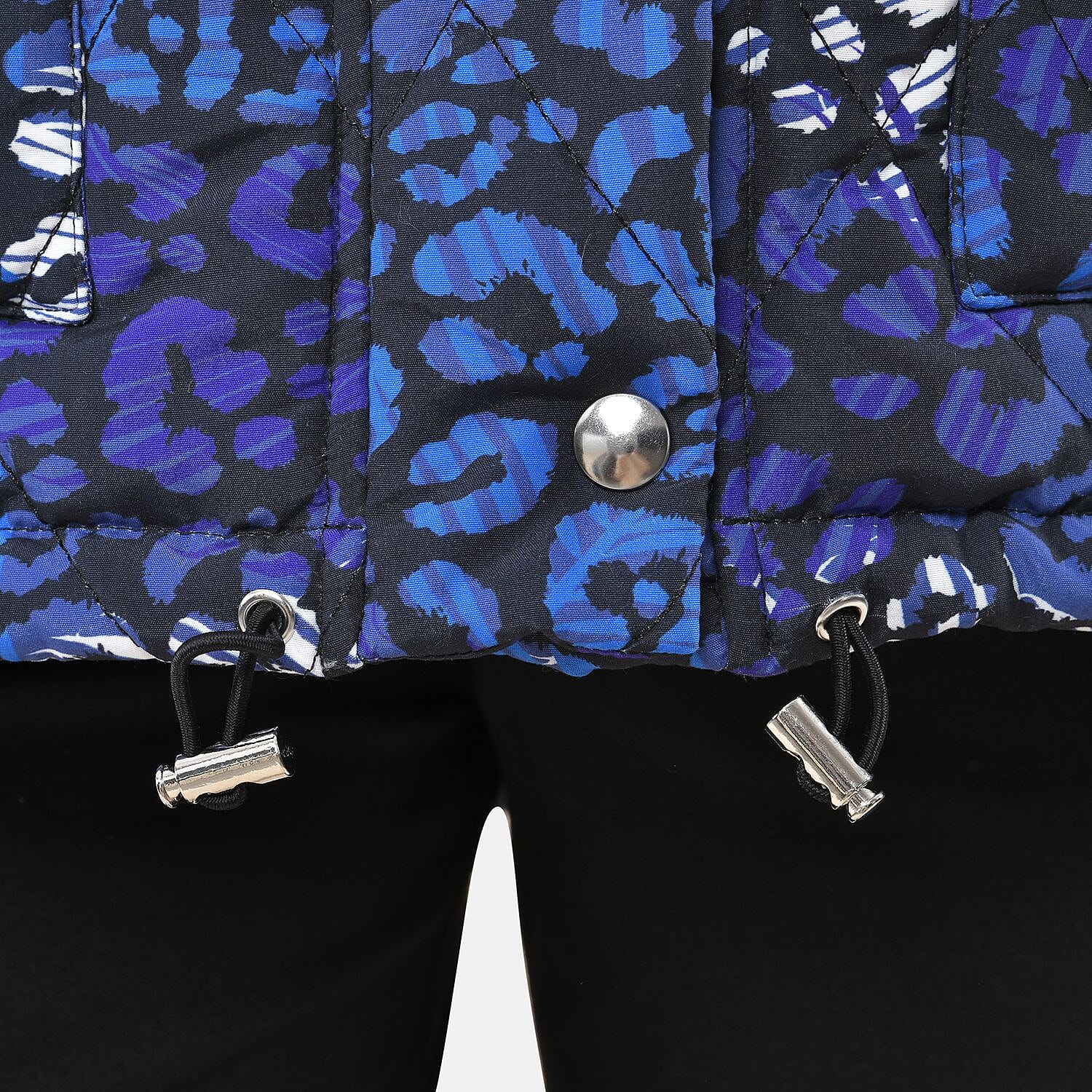 TAMSY Leopard Pattern Padded Long Sleeves Coat (Size M,12-14)- Blue