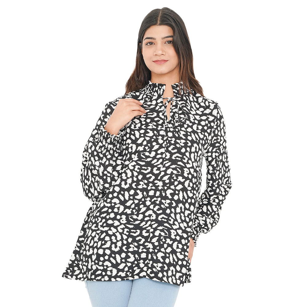 TAMSY Leopard Pattern Top (Size 8) - Black