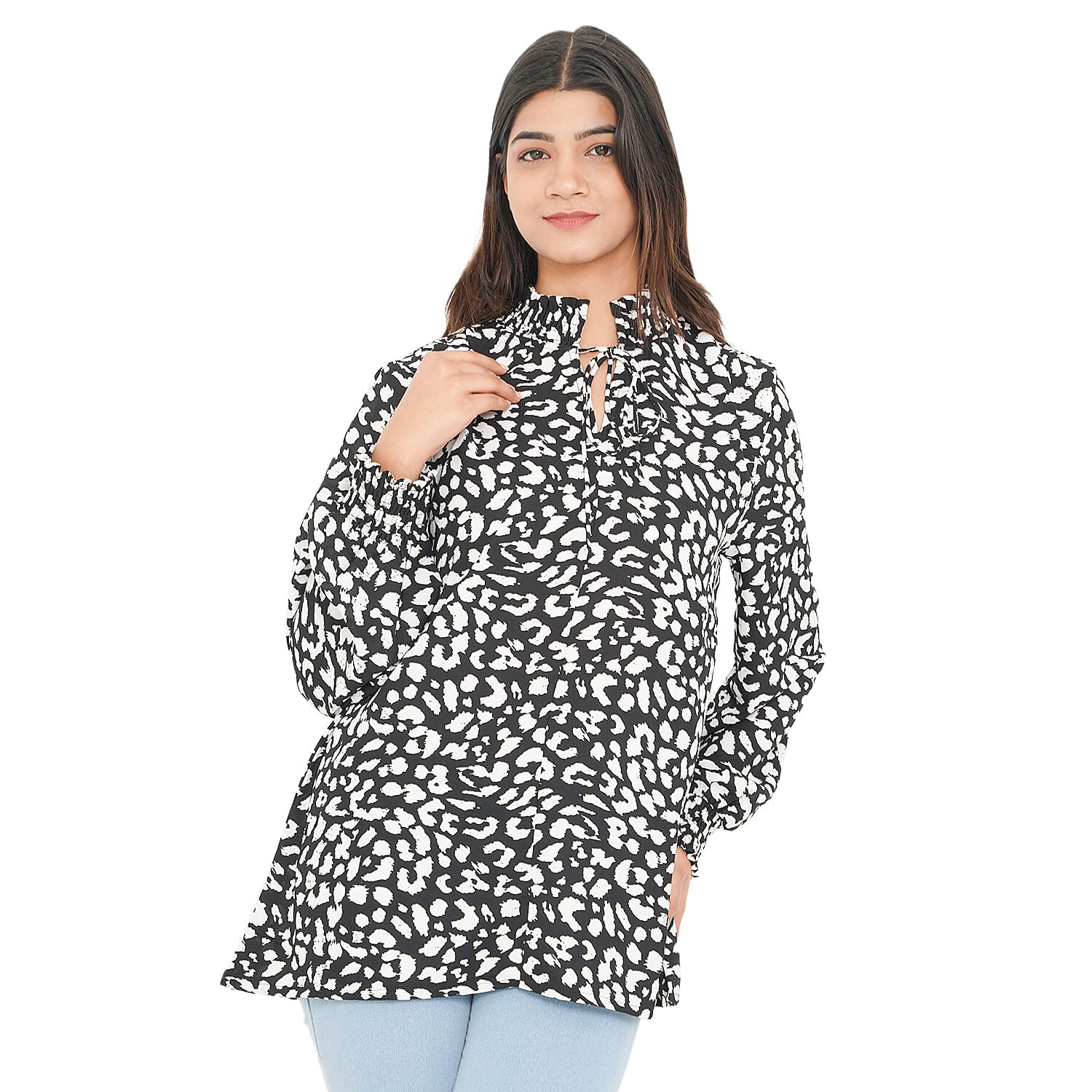 TAMSY Leaf Pattern Top (Size 24) - Black