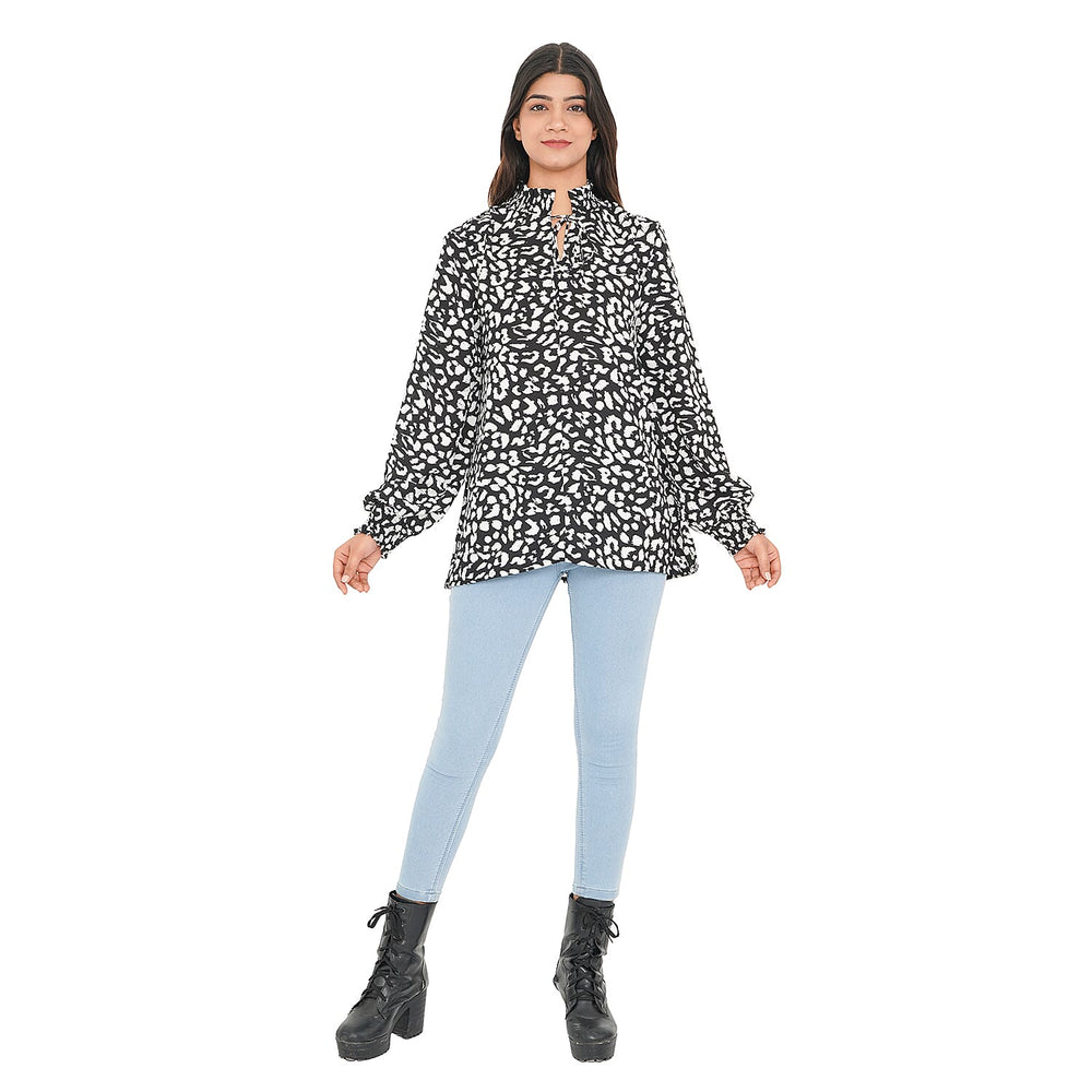 TAMSY Leopard Pattern Top (Size 26) - Black