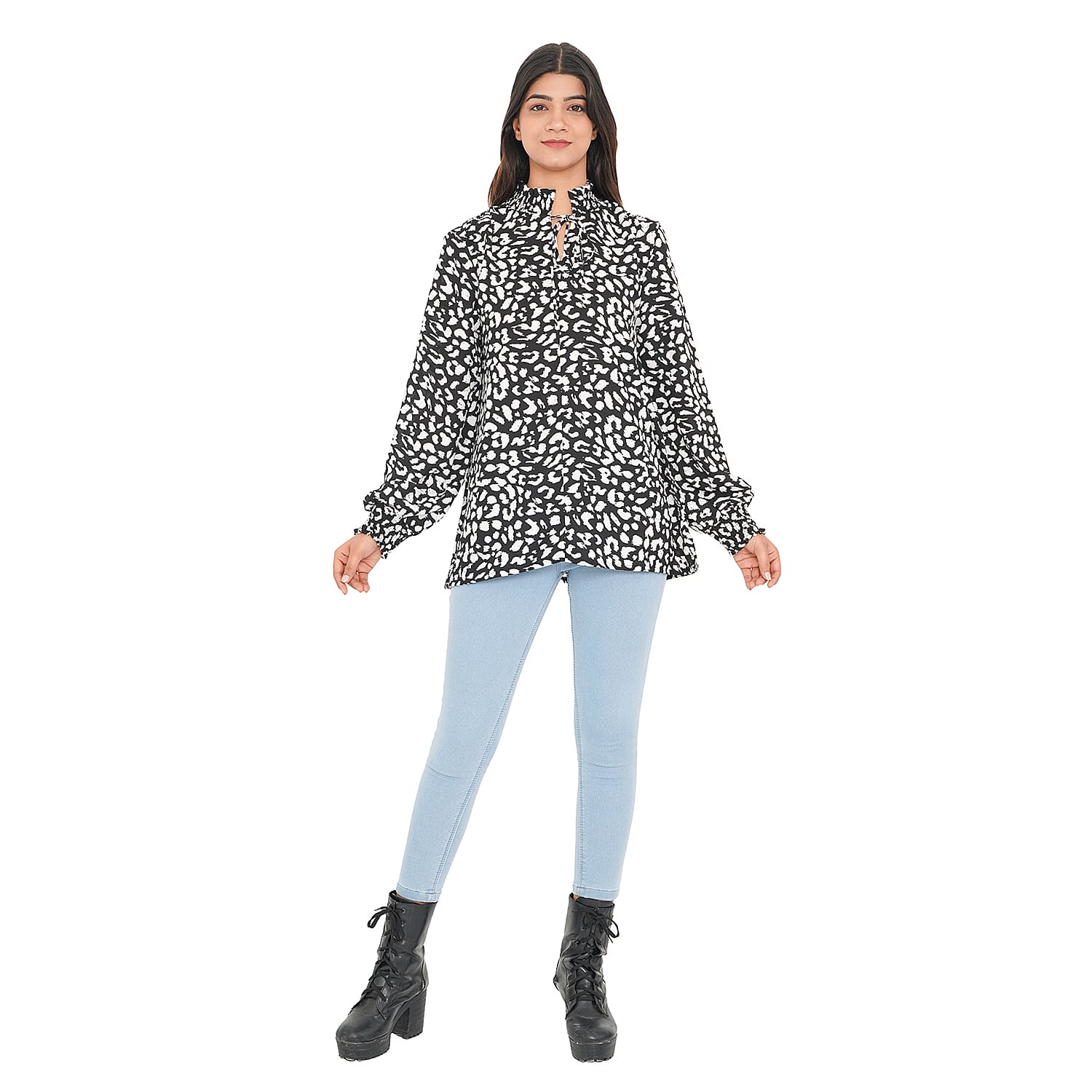 TAMSY Leopard Pattern Top (Size 26) - Black