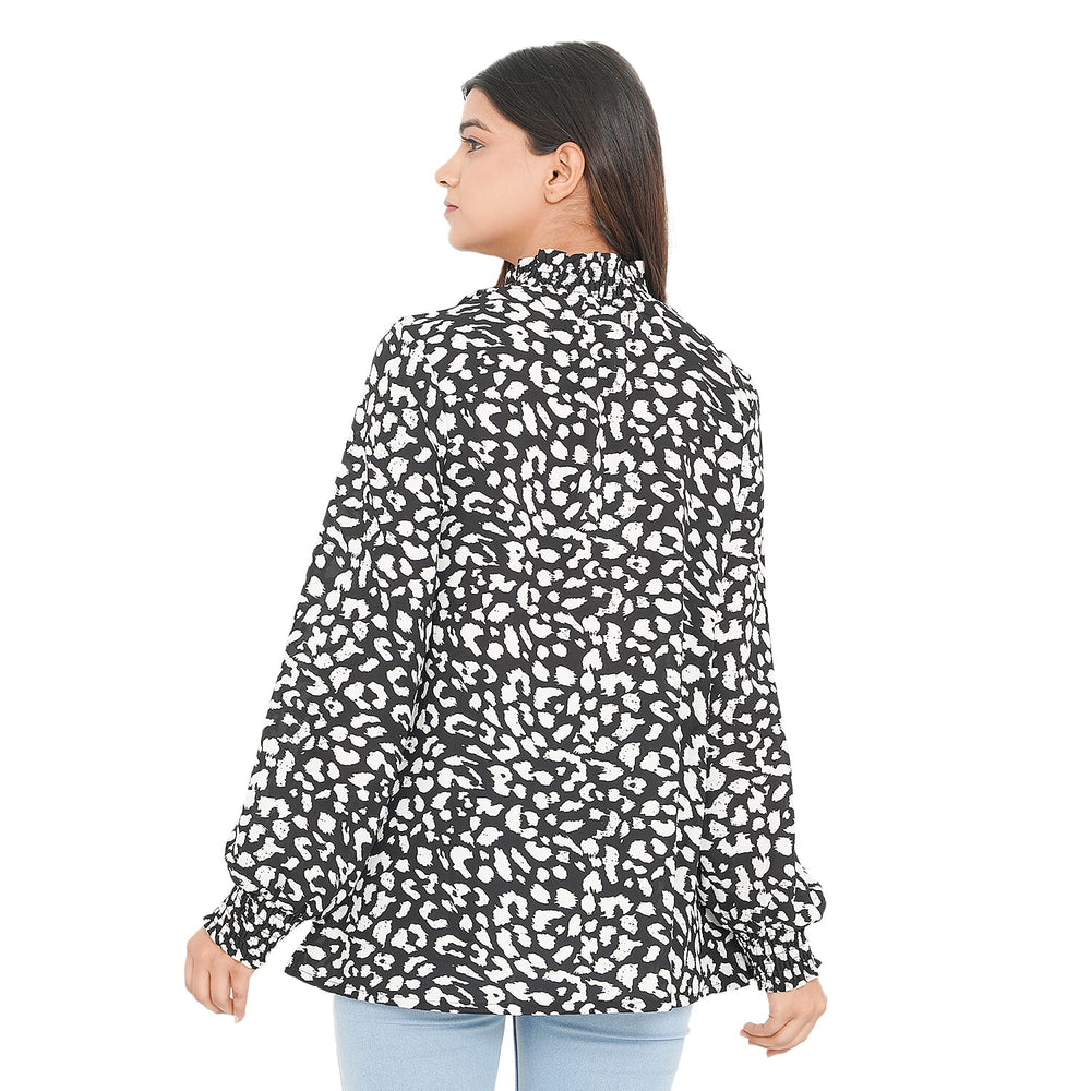 TAMSY Leopard Pattern Top (Size 26) - Black