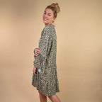 TAMSY 100% Viscose Leopard Print Smock Tunic One Size, (Fits 8-20) - Khaki
