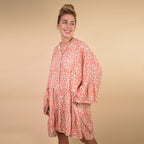 TAMSY 100% Viscose Digital Leopard Print Button Detail Smock Dress One Size, (Fits 8-20) - Coral