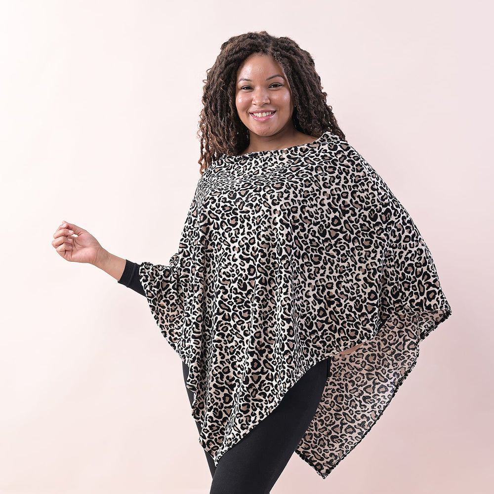 TAMSY Leopard Pattern Poncho (Size One Size) - Brown