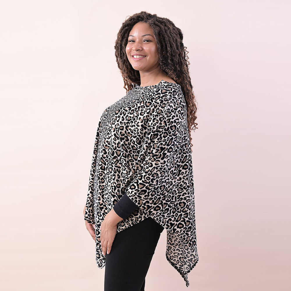 TAMSY Leopard Pattern Poncho (Size One Size) - Brown
