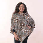 TAMSY Leopard Pattern Poncho (Size One Size) - White - Brown