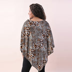 TAMSY Leopard Pattern Poncho (Size One Size) - White - Brown