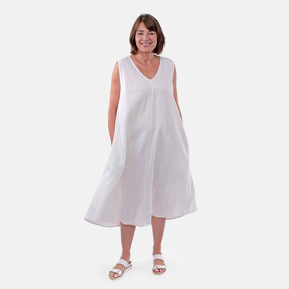 TAMSY Linen Blend Umbrella Dress (Size - One Size) - Ivory