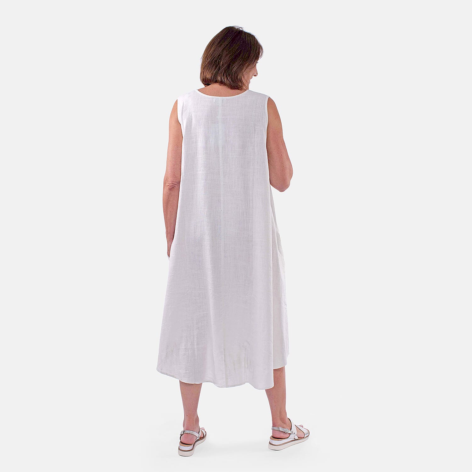 TAMSY Linen Blend Umbrella Dress (Size - One Size) - Ivory