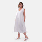 TAMSY Linen Blend Umbrella Dress (Size - One Size) - Ivory