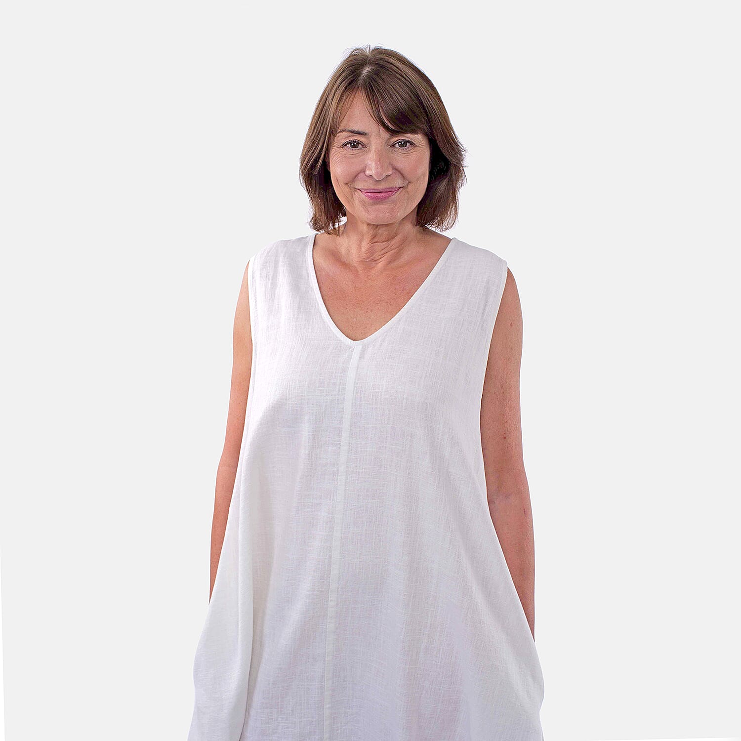 TAMSY Linen Blend Umbrella Dress (Size - One Size) - Ivory