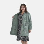 TAMSY Long Cardigan with Buttons (Size 8-22) - Olive Green