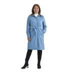 TAMSY Long Coat with Two Pockets and Adjustable Waist Belt (Size M,12-14) - Blue