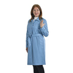 TAMSY Long Coat with Two Pockets and Adjustable Waist Belt (Size M,12-14) - Blue