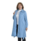 TAMSY Long Coat with Two Pockets and Adjustable Waist Belt (Size M,12-14) - Blue