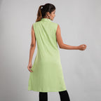TAMSY 100% Viscose Long Length Sleeveless Top (Size-12) - Oil Green