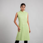 TAMSY 100% Viscose Long Length Sleeveless Top (Size-18) - Pista Green