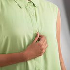 TAMSY 100% Viscose Long Length Sleeveless Top (Size-18) - Pista Green