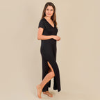 Tamsy Jersey Long Lounge Dress (Size XXL, 24-26) - Black