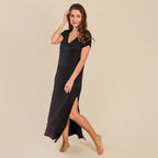 Tamsy Jersey Long Lounge Dress (Size XXL, 24-26) - Black
