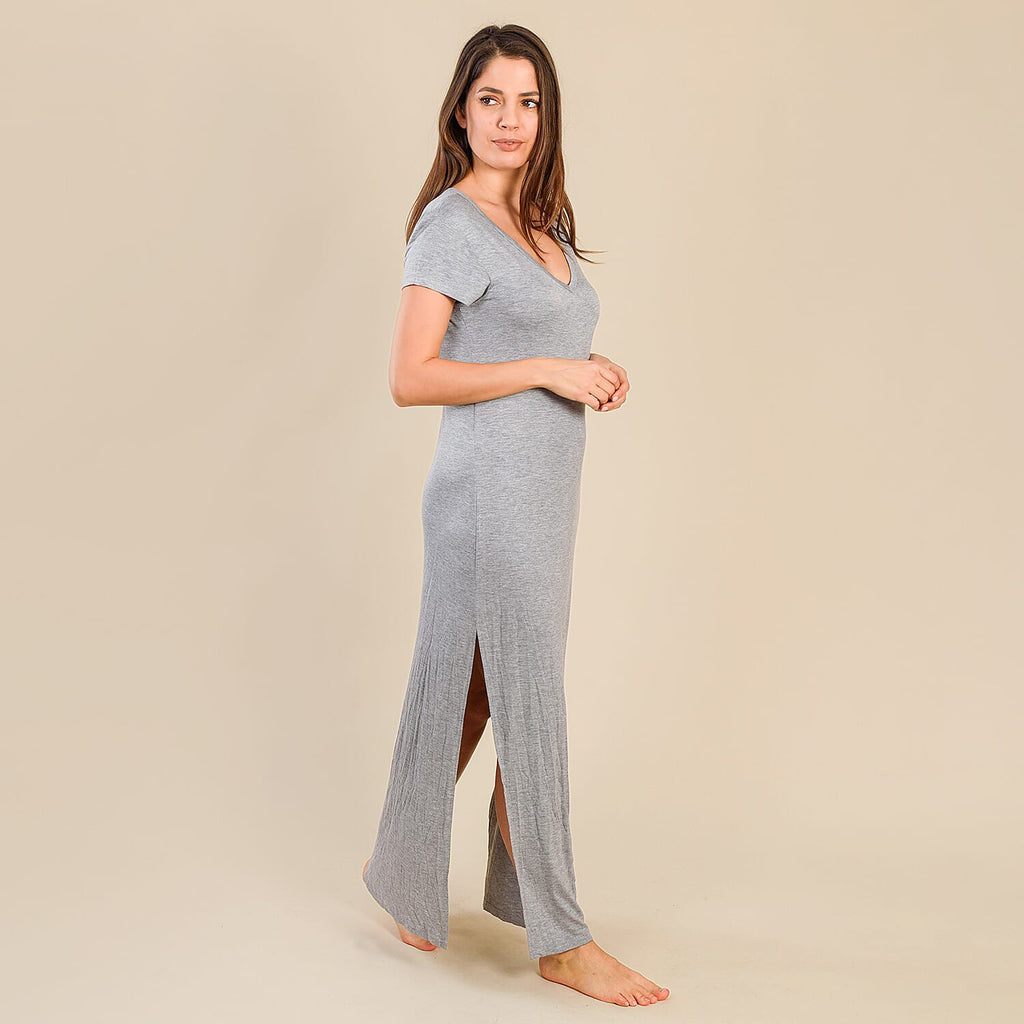 Tamsy Jersey Long Maxi Dress (Size S,8-10) - Grey