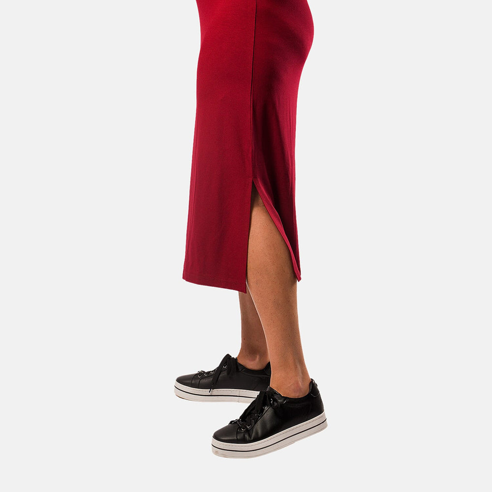 TAMSY Long Sleeve V - Neck Full Sleeves Dress (Size XXL) - Cranberry