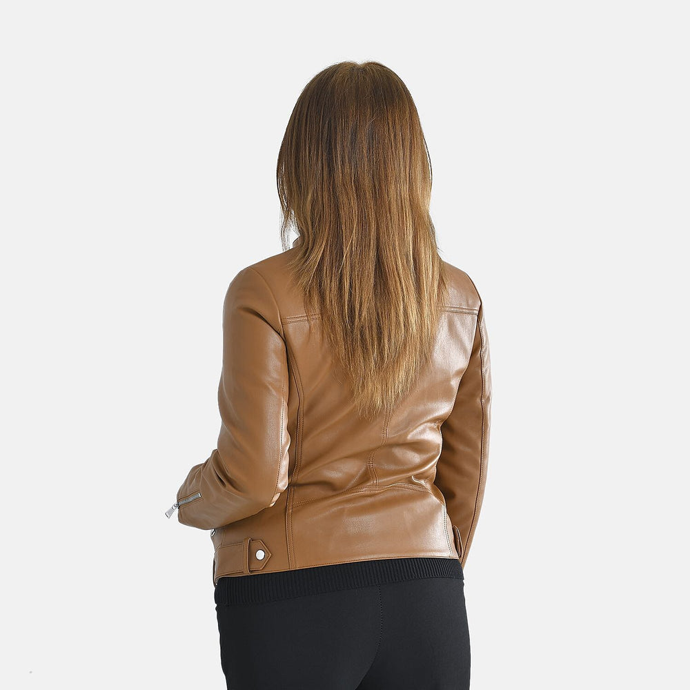 TAMSY Long Sleeves Jacket with Stand Collar (Size L) - Camel