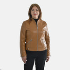 TAMSY Long Sleeves Jacket with Stand Collar (Size L) - Camel