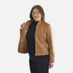 TAMSY Long Sleeves Jacket with Stand Collar (Size L) - Camel