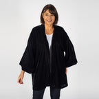 TAMSY - Long Sleeves Open- Front Kimono (One Size 184x86 cm) - Black