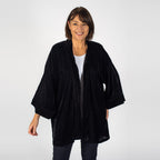 TAMSY - Long Sleeves Open- Front Kimono (One Size 184x86 cm) - Black