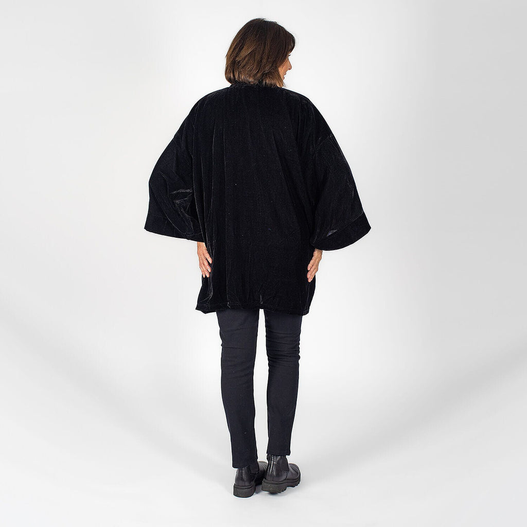 TAMSY - Long Sleeves Open- Front Kimono (One Size 184x86 cm) - Black
