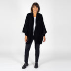 TAMSY - Long Sleeves Open- Front Kimono (One Size 184x86 cm) - Black