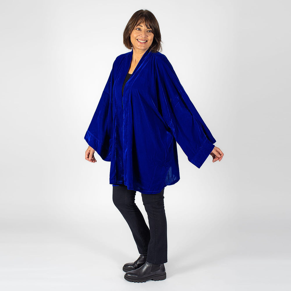 TAMSY - Long Sleeves Open- Front Kimono (One Size 8-18) - Blue