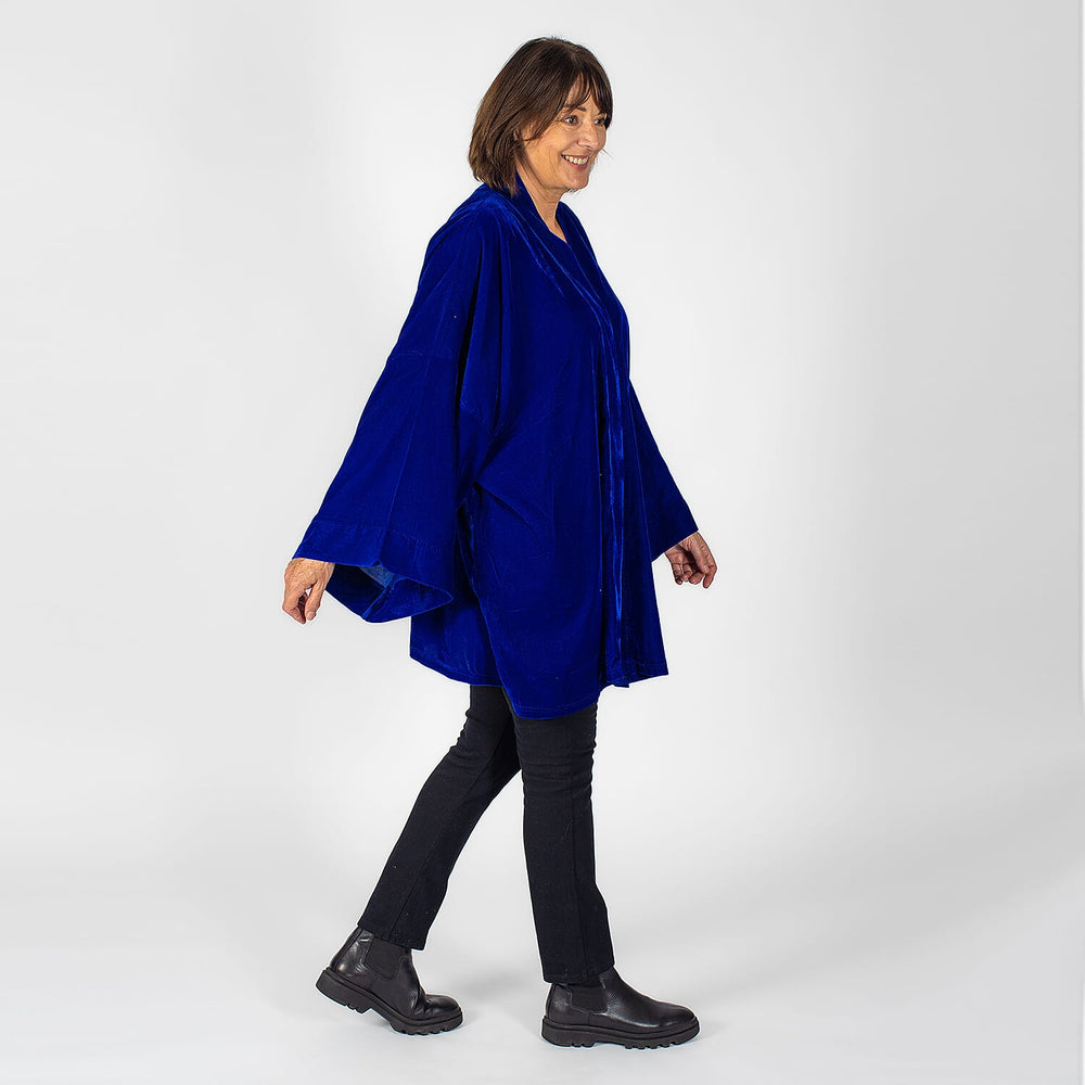 TAMSY - Long Sleeves Open- Front Kimono (One Size 8-18) - Blue