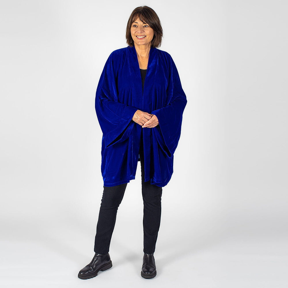 TAMSY - Long Sleeves Open- Front Kimono (One Size 8-18) - Blue