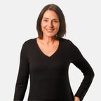 TAMSY Long Sleeve V - Neck Full Sleeves Dress (Size XXL) - Black