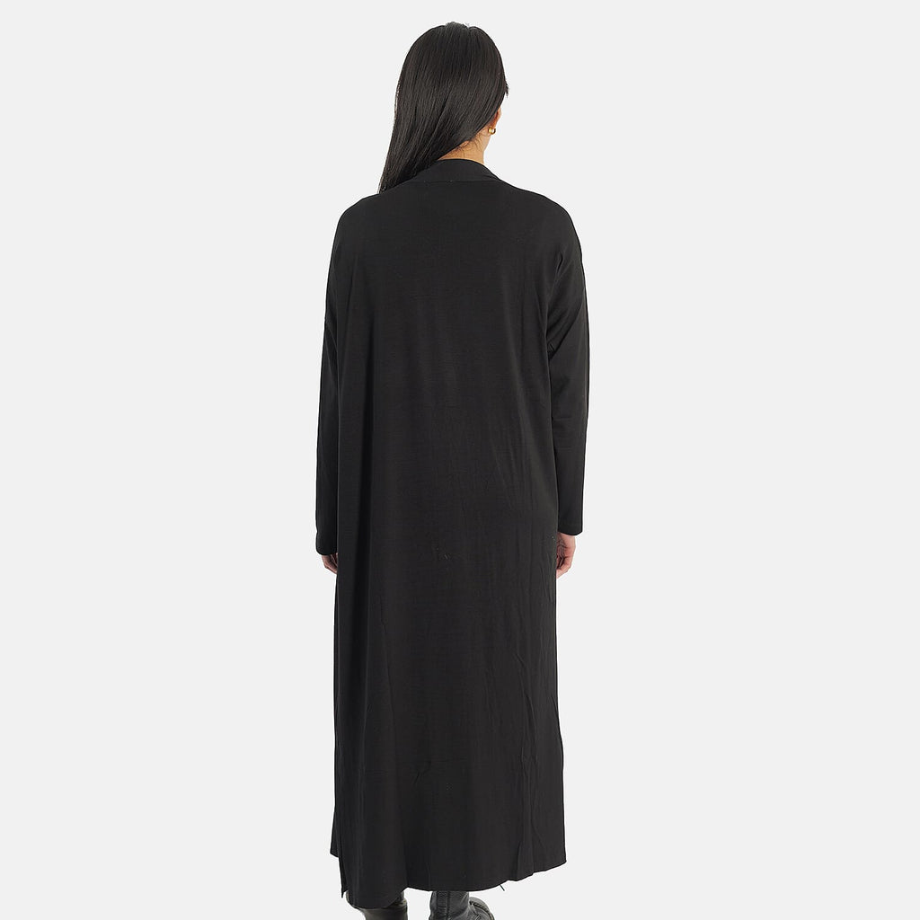 TAMSY Long Viscose Jersey Cardigan with Pocket (Size XXL,24-26) - Black