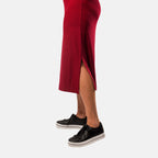 TAMSY Long Sleeve V - Neck Full Sleeves Dress (Size XXL) - Cranberry