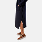 TAMSY Long Sleeve V - Neck Full Sleeves Dress (Size XXL) - Navy Blue