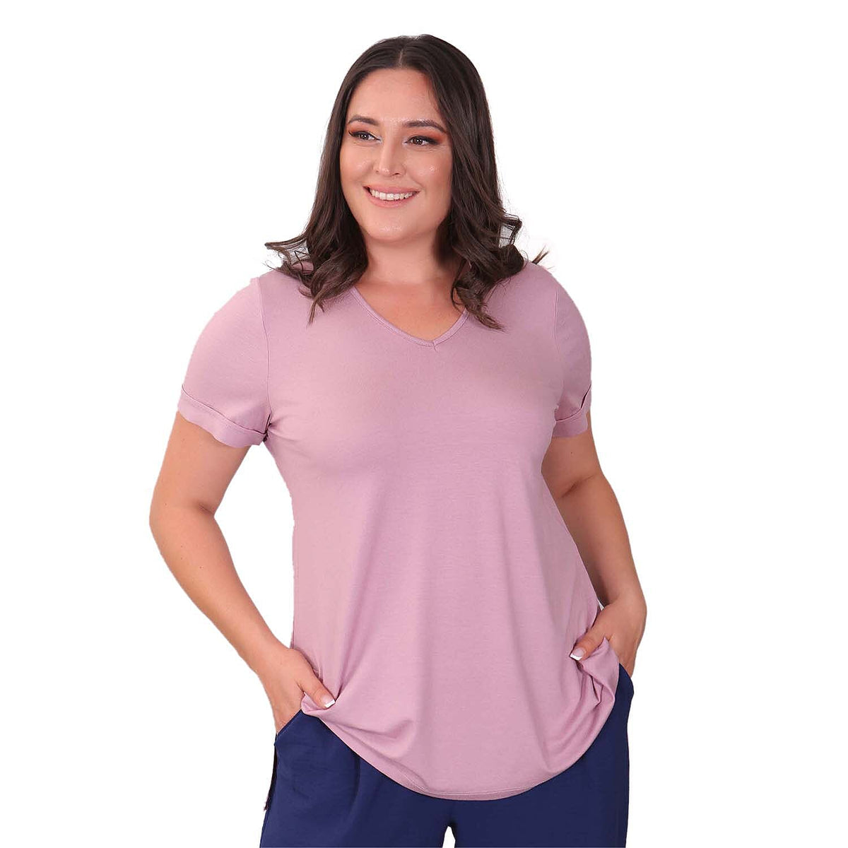TAMSY Long Solid Colored Viscose Tunic Top (Size XL