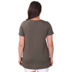 TAMSY Long Solid Coloured Tunic Top (Size L,16-18) - Brown