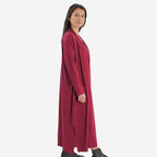 TAMSY Long Viscose Jersey Cardigan with Pocket (Size XXL,24-26) - Cranberry