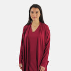 TAMSY Long Viscose Jersey Cardigan with Pocket (Size XXL,24-26) - Cranberry